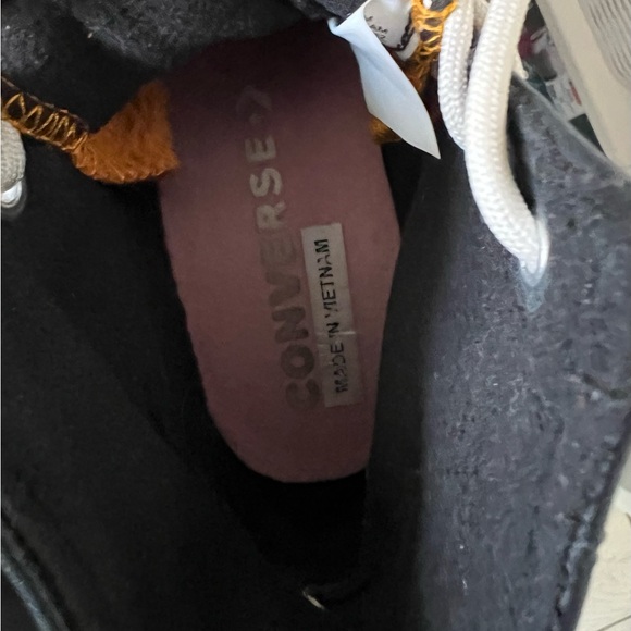 Womens 6 Converse Run Star Hike High Black Saffron Yellow Leather Shoe 568649C - Picture 7 of 15